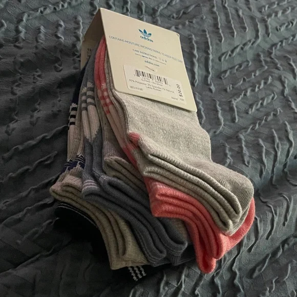 Adidas Men's Casual Socks - Navy, Gray, Pink 6-Pack - Picture 2 of 5